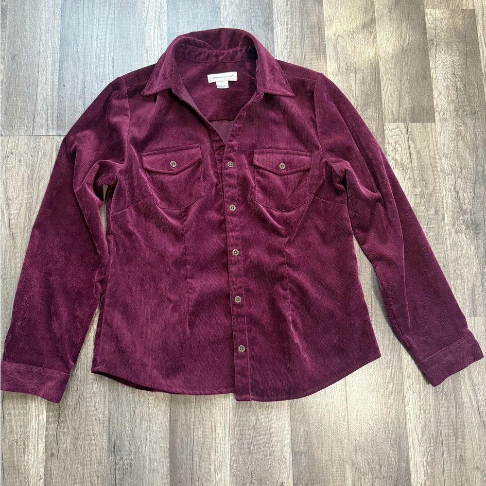 Christopher & Banks Women's Burgundy Button Down Shirt